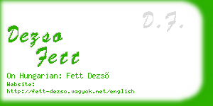 dezso fett business card
